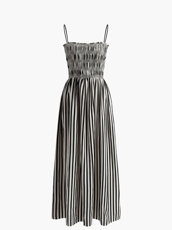 Commense Dresses & Skirts - Commense Black & White Striped Smocked Midi Dress